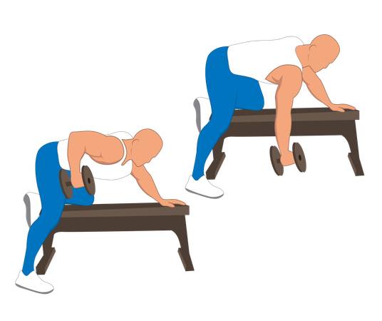 Fitness man doing back kick dumbbell  Illustration