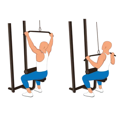 Fitness man doing back neck pulley  Illustration