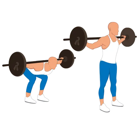 Fitness man doing barbell squats  Illustration