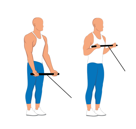 Fitness man doing bicep pulley  イラスト