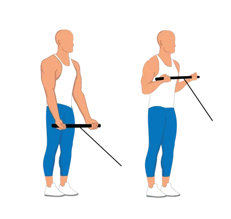 Fitness man doing bicep pulley  Illustration