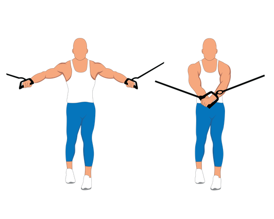 Fitness man doing chest pulley  Illustration