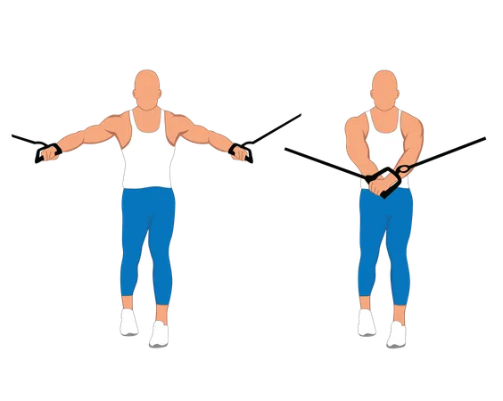 Fitness man doing chest pulley  Illustration