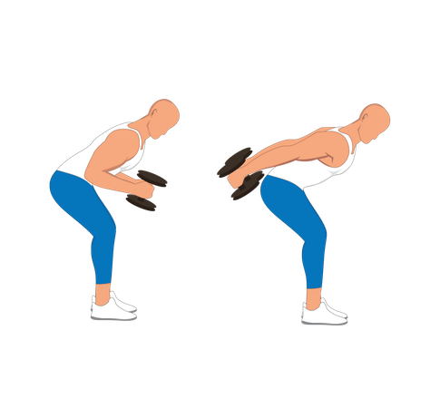 Fitness man doing double handed tricep dumbbell  Illustration