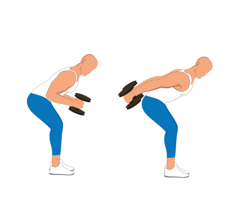 Homme de remise en forme faisant des haltères triceps à deux mains  Illustration