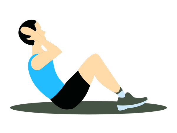 Fitness Man Doing Elbow To Knee Head Exercise  Illustration