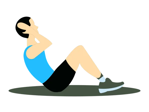 Fitness Man Doing Elbow To Knee Head Exercise  Illustration