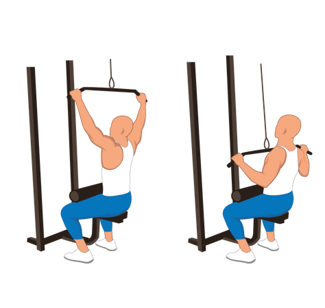 Fitness man doing front back neck pulley  Illustration