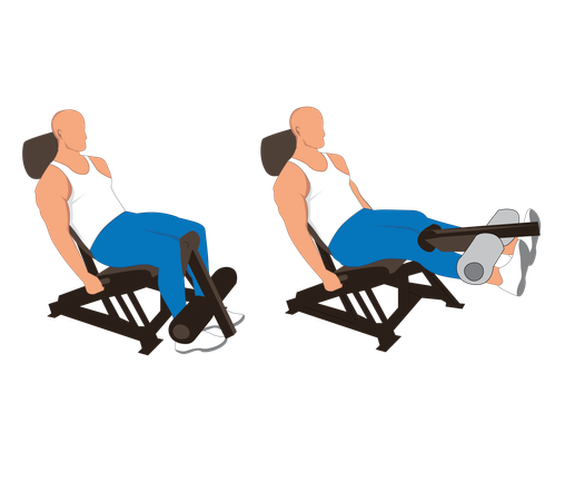 Fitness man doing leg press  Illustration