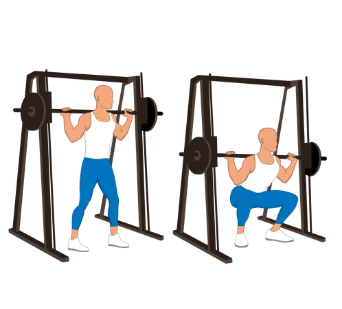 Fitness man doing leg squats  Illustration