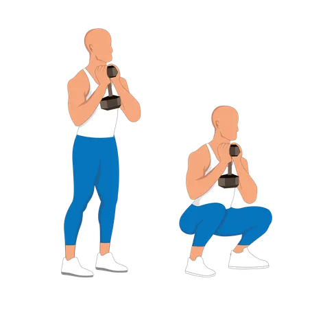 Fitness man doing leg squats  Illustration