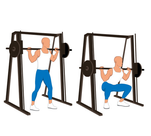 Fitness man doing leg squats  Illustration