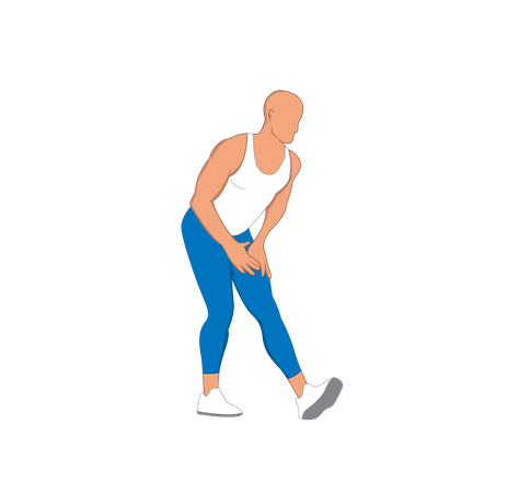 Fitness man doing leg stretching  Illustration