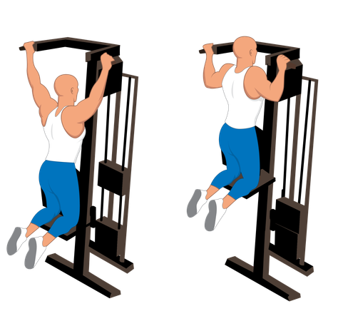 Fitness man doing machine pushup  Illustration