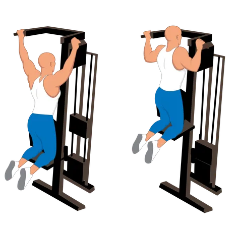 Fitness man doing machine pushup  Illustration