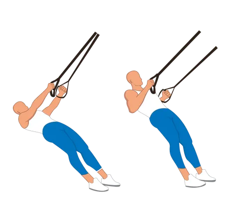 Fitness man doing pulley push up  Illustration