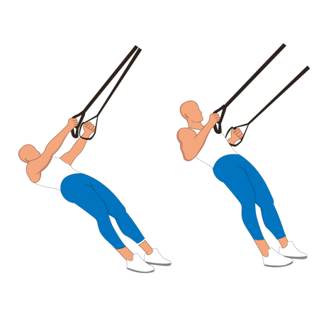 Fitness man doing pulley push up  Illustration