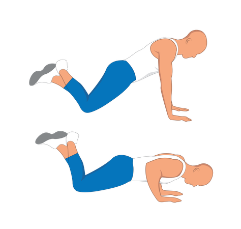 Fitness man doing push up close leg grip  Illustration
