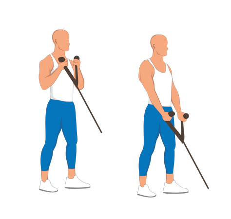 Fitness man doing shoulder cable exercise  Illustration