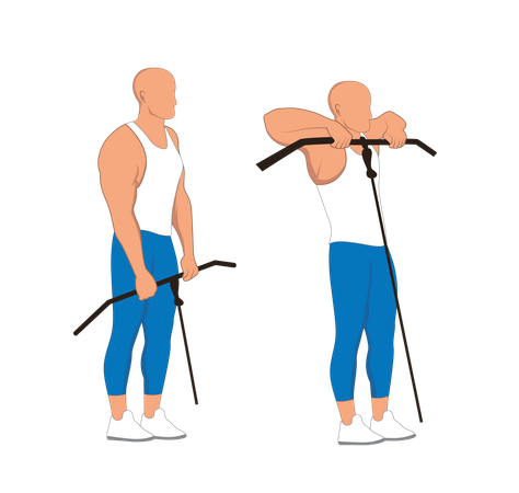 Fitness man doing shoulder excercise  イラスト