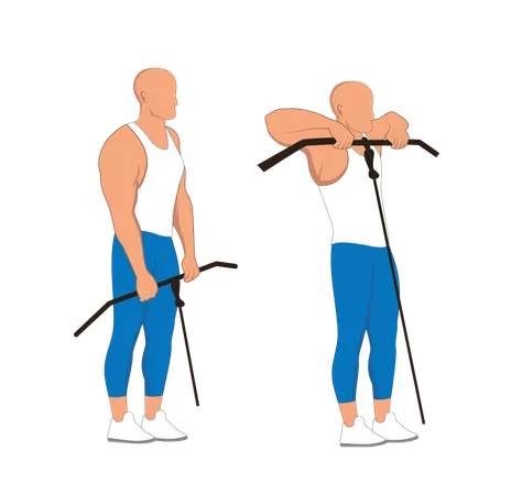 Fitness man doing shoulder excercise  イラスト