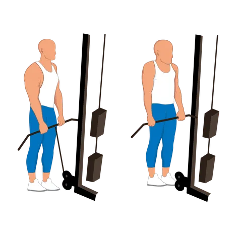 Fitness man doing shoulder front pulley  Illustration