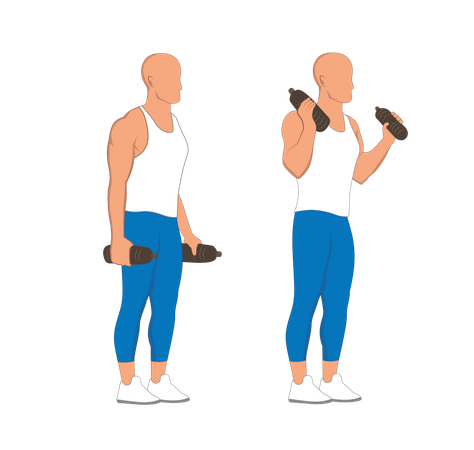 Fitness man doing shoulder press  Illustration