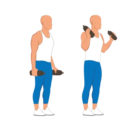 Fitness man doing shoulder press  Illustration