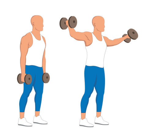 Fitness man doing shoulder side dumbbell  Illustration
