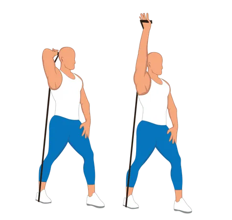 Fitness man doing single handed shoulder  Illustration