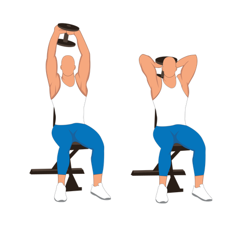 Fitness man doing tricep dumbbell  Illustration