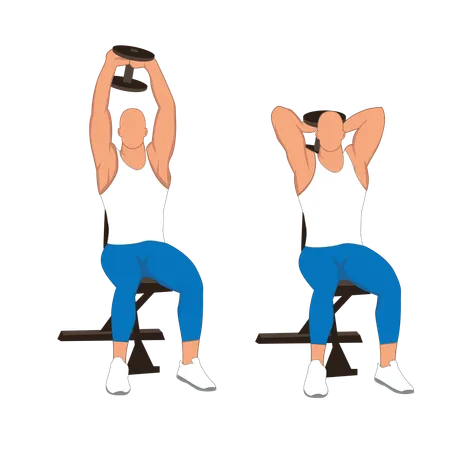 Fitness man doing tricep dumbbell  イラスト