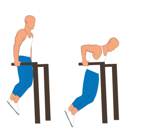 Fitness man doing tricep exercise  Illustration