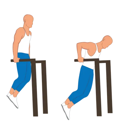 Fitness man doing tricep exercise  Illustration