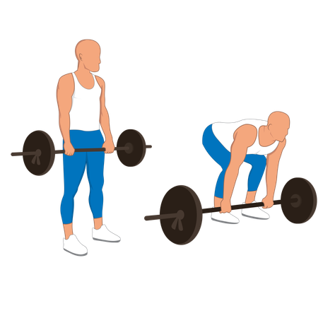 Homem de fitness fazendo barra de extensão traseira  Ilustração