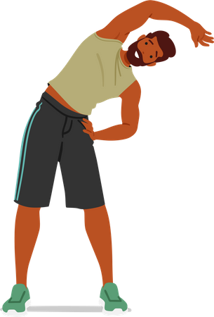 Fitness Man performs tilt exercises  イラスト