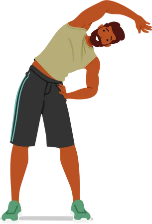 Fitness Man Performs Tilt Exercises Engaging Core Muscles And Improving Balance These Dynamic Movements Involve Leaning Body To The Side While Maintaining Stability And Control Vector Illustration Illustration