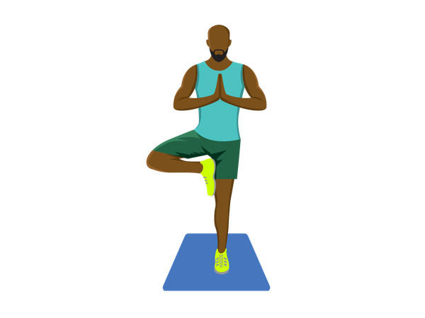 Homme de remise en forme Vrksasana asana debout sur une jambe  Illustration