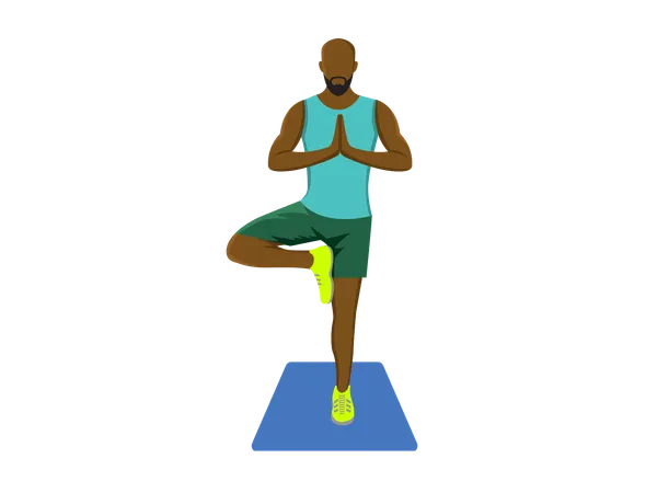 Homme de remise en forme Vrksasana asana debout sur une jambe  Illustration