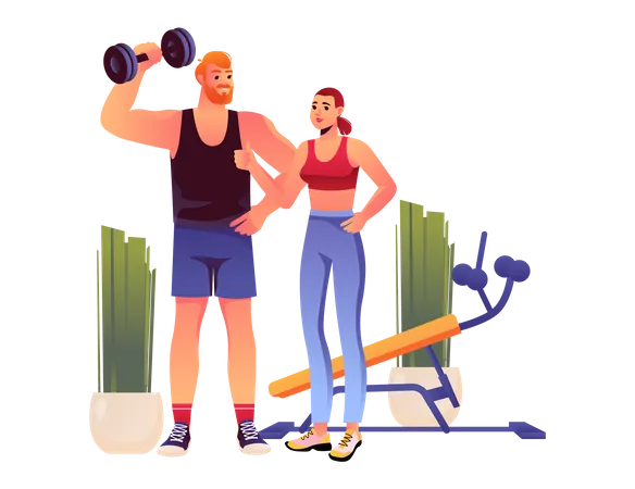 Fitness people doing morning workout Illustration