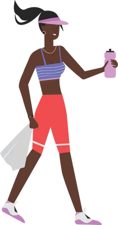 Fitness trainer holding water bottle and napkin  Illustration