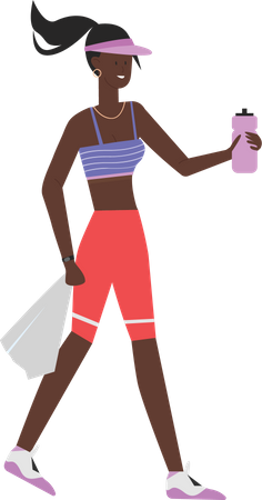 Fitness trainer holding water bottle and napkin  Illustration