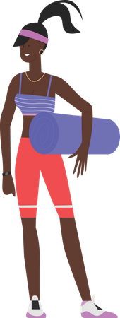Fitness trainer holding yoga mat  Illustration
