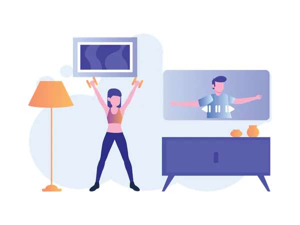 Fitness Training At Home  Illustration