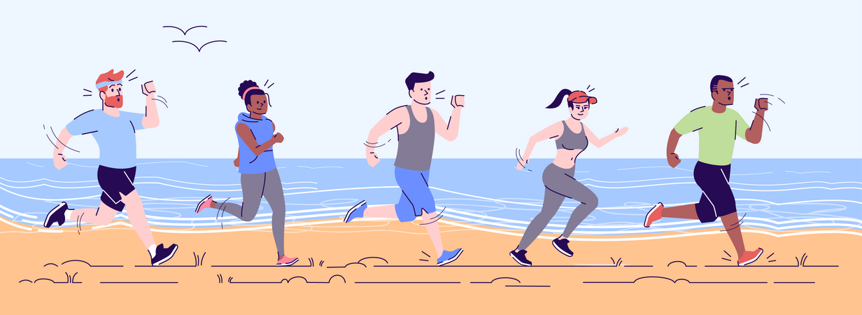 Fitnessübungen am Strand  Illustration