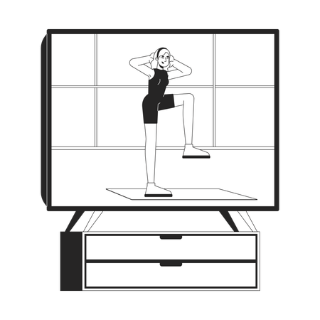 Fitness video on TV screen  Illustration