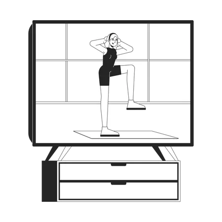 Fitness video on TV screen  Illustration