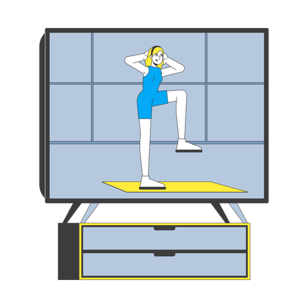 Fitness video on TV screen  Illustration