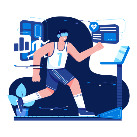 Fitness virtual usando tecnología vr  Ilustración