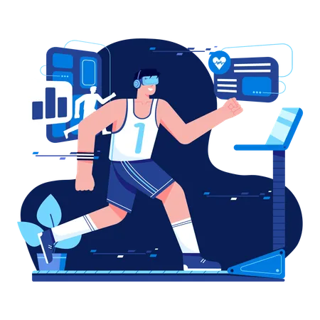 Fitness virtual usando tecnología vr  Ilustración